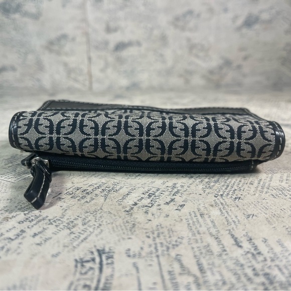 Fossil Wallet Trifold Canvas Monogram Brown Leather - Picture 6 of 10